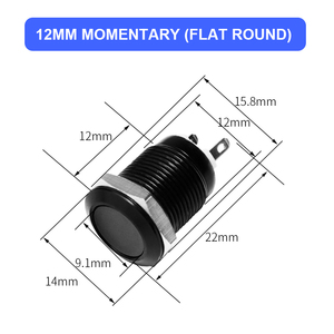 Vaneaims 12mm nút nhấn tạm thời chuyển đổi tự làm chuyển đổi 1A 1NO latching Kim Loại chuyển đổi - Product Image 3