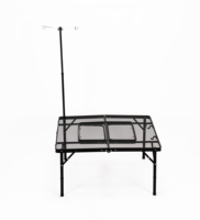 Table de pique-nique de camping en métal Table d'appoint de barbecue portable-Léger, compact et réglable en hauteur Patio Out pliable
