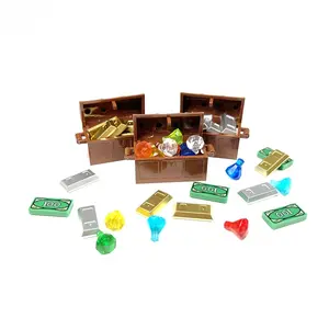 MOC accessoires pièce d'or coffre au trésor briques de bar en or en plastique classique Compatible assemblage brique de construction jouets enfant garçon fille
