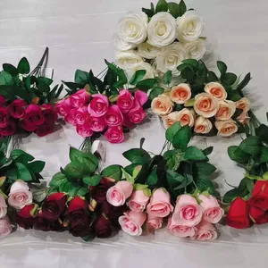 LFR145真触花花束装饰七彩12头人造玫瑰花婚礼桌装饰玫瑰