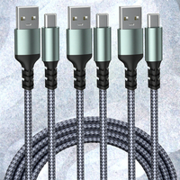 Câble de charge rapide LongEtech 2m en nylon QC&PD 2-en-1 USB-A/C vers USB-C 60W à angle droit pour MacBook Pro/Air iPad Pro/Mini/Air