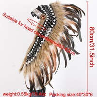 Sombrero de Plumas Indias para Halloween, Accesorios para el Cabello, Sombrero para Mujeres Adultas, Disfraces para Desfiles de Carnaval, Accesorios para Disfraces de Mascarada
