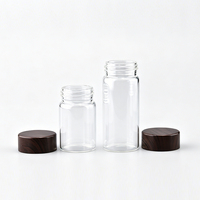 Stoples Penyimpanan Baru Food Grade 10ml 20ml 30ml Isi Ulang Untuk Kacang Cokelat Biji-bijian Rempah-rempah Gula Botol Kaca Dengan Tutup Kayu