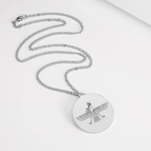 Acier inoxydable Iranien Persan Farvahar Collier Zoroastrien Pendentif Ahura Mazda Religieux Collier Bijoux Cadeaux pour Femmes Hommes - Product Image 3