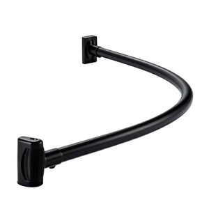 Tringle <span class=keywords><strong>de</strong></span> <span class=keywords><strong>douche</strong></span> courbée noire moderne, réglable en acier inoxydable pour salle <span class=keywords><strong>de</strong></span> bain et cabine <span class=keywords><strong>de</strong></span> <span class=keywords><strong>douche</strong></span> - Product Image 1