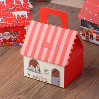 Boîte en papier en forme de maison de Noël pour bonbons et biscuits, avec poignée, pour les friandises des fêtes