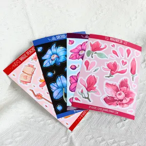 Cheap A4 Self Adhesive Vinyl Waterproof Kiss Cut Sticker Custom Printing Flower Sticker Sheet