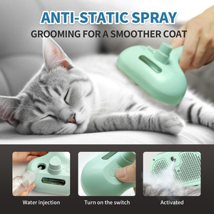 Steam Cat Grooming <b>Brush</b> 3-in-1 Steamy Hair Removal Comb Self-Cleaning Anti-Static Eco-Friendly Bathroom Use - Product Image 3