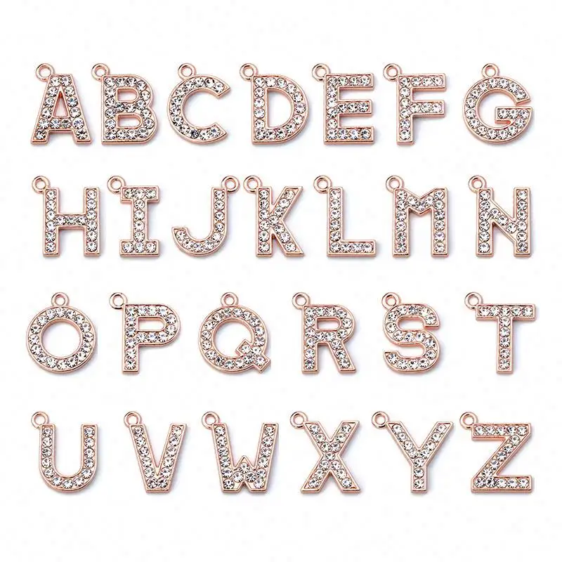 DIY Accessories Rhinestone A To Z Slide Alphabet Letter 26 letters for Making Jewelry Fit For Necklace Shoes Dog Collar