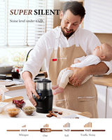 Moulin à café 70g avec meules en acier inoxydable, boîtier en plastique, commande tactile électronique, verrouillage de sécurité, broyage grossier/fin
