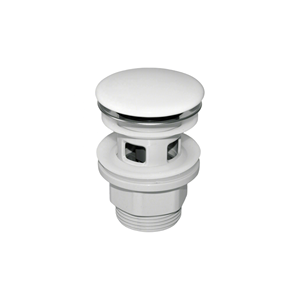 Scarico per lavabo in ceramica bianca con foro, G1 1/4, tappo a scomparsa con cestello filtro - Product Image 1