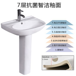 Ceramic Pedestal Sink Single Hole Easy Cleaning For Bathroom Or Balcony Use - Product Image 4