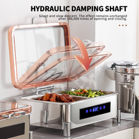 Neue Edelstahl Elektrische Chafing Dishes Hydraulischer Buffet Speisenwärmer Fernbedienung Chafing Dish mit Roségold Glasdeckel