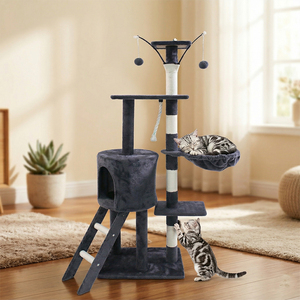 Arbre à <span class=keywords><strong>chat</strong></span> de 139 cm de haut <span class=keywords><strong>pour</strong></span> chats de grande taille avec hamac, condo, échelle, tour à <span class=keywords><strong>chat</strong></span> d'intérieur multi-niveaux avec poteaux à gratter - Product Image 1