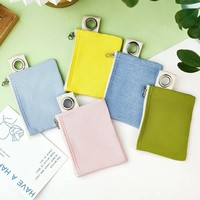 Dompet Kanvas Anti Maling dengan Resleting dan Gantungan Kunci Logam Lepas Pasang, Lapisan Katun untuk Menyimpan Aksesoris Kecil