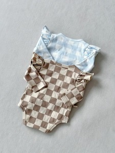 Combinaison bébé à carreaux, à volants, à manches longues, en tricot, douce, pour nouveau-né, style <span class=keywords><strong>kimono</strong></span>, pour le printemps et l'automne - Product Image 6