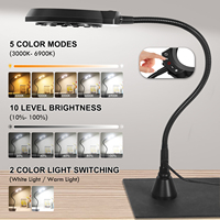 5X Magnifying Glass with Magnetic Base Gooseneck Arm Table Lamp Hands Free Lighted Illuminated Magnifying Desk Lamp