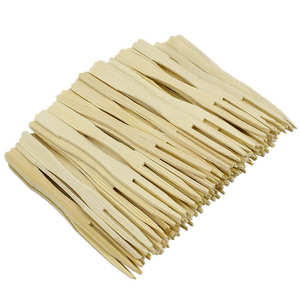 9cm Biodegradable Wooden Disposable Cutlery 500 2 Prong Finger Food <b>Forks</b> Eco-Friendly for Aperitifs Buffets Parties Restaurants - Product Image 1