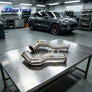 Downpipe FlowTech High Flow T304 en acier inoxydable pour Porsche Macan S GTS 2.9T 95B avec finition polie 200 cellules - Product Image 1
