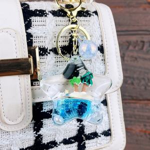 3Dオイル液体フロートフローティングボトルキーホルダーかわいいココナッツツリー液体キーホルダー学生ギフトキーリング - Product Image 3