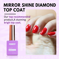 FZANEST Top Coat Diamant Trempé 15ml, Gel UV pour Nail Art, Kit de Base Coat et Top Coat, Produit de Vernis à Ongles, Gel Top Coat Diamant