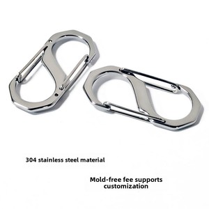 Mosquetón de acero inoxidable 304 duradero a prueba de herrumbre, resorte de doble cabeza en forma de S, hebilla rápida, llavero de bolsa de 8 formas para exteriores - Product Image 2