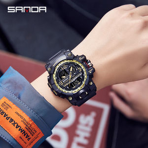 Reloj Deportivo Cuadrado para Hombre Sanda 3133, Nuevo, Resistente al Agua 50M, Reloj Analógico-Digital de Cuarzo con Cronógrafo y Correa de Silicona - Product Image 3