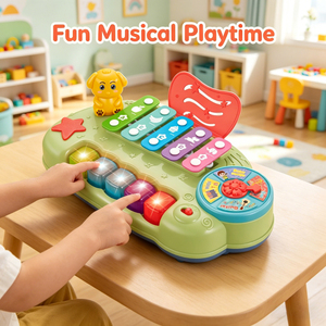 LK Toys <span class=keywords><strong>Set</strong></span> Educativo di Pianoforte, Batteria e Campanello in Plastica per Bambini 2-4 Anni - Giocattolo Musicale Educativo - Product Image 1