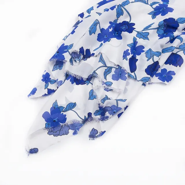 digital print floral ruffle wash and wear chiffon fabric new style ombre leaf design custom made