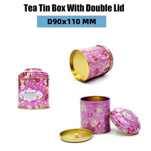 Barattolo in Latta con Doppio Coperchio Personalizzabile, Contenitore Rotondo Nero e Rosa, Scatola Vuota Grande in Metallo per Tè - Product Image 6