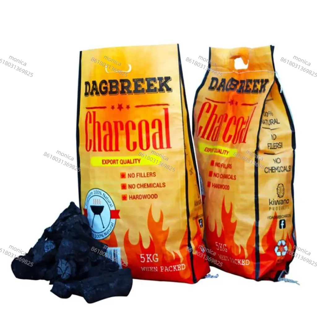 coal carbon vegetal hardwood fire pellets lump charcoal briquettes packaging bags 5kg 10kg 15kg 25kg laminated pp woven sack bag