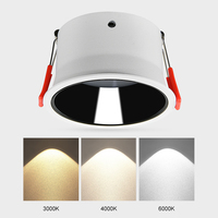 Spot LED encastré au plafond SMD 3000K 4000K 6000K, à coupelle profonde, anti-éblouissement, en aluminium, rond