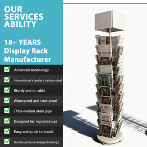 Exhibidor de Revistas Metálico en Espiral Giratorio con Ruedas, Organizador de Folletos y Libros para Oficina o <span class=keywords><strong>Biblioteca</strong></span> - Product Image 4