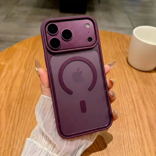Cherry Red Magnetic Case for iPhone 18 Pro Max 17 16 15 14 13 12 Transparent Drop-Proof Wireless Charging Protective Cover