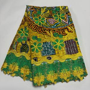 ผ้าโปร่งบางปักลายลูกไม้สีทองแอฟริกันผ้า100% ผ้าฝ้ายยับเป็นมิตร<span class=keywords><strong>กับ</strong></span>สิ่งแวดล้อมผ้าโปร่ง DIY - Product Image 1