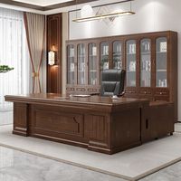 Nouvelle Collection 2026 : Ensemble Bureau de Direction Commercial en Bois Massif et Chaise de Manager avec Rangement, Style Chinois, pour Usage Professionnel
