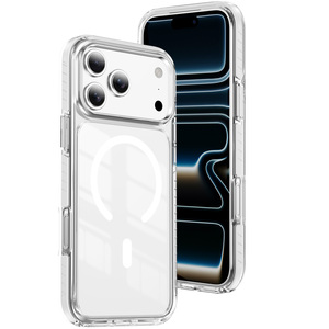 Funda Deportiva para Teléfono Azlefo, Nuevo Diseño para 17 Pro Max, Magnética, Antigolpes, Antiamarillamiento, Transparente, Acrílico+TPU - Product Image 1