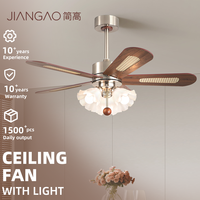 Ventilateur de plafond d'intérieur JIANGAO en noyer, 3 couleurs, intensité variable, nickel satiné, style mi-siècle, lampe décorative avec télécommande