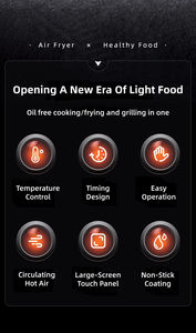 Freidora de Aire de Nuevo Estilo, Diseño Cuadrado Moderno, 10 Menús, Botones Táctiles, Freidora de Aire Digital de 4L - Product Image 6