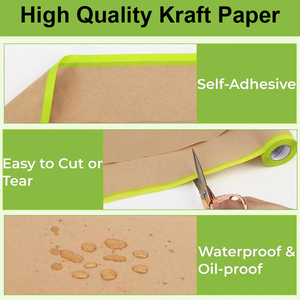 Papel de Enmascarar Kraft Marrón con Cinta Adhesiva para Pintura Automotriz, Láminas Protectoras, Retiro Limpio - Product Image 4