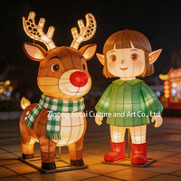 Lanternes LED personnalisées de Noël et de Nouvel An, rennes à nez rouge, elfes, pour décoration intérieure et extérieure, vente en gros pour centres commerciaux