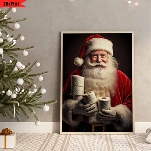 Póster Artístico de baño de Santa, impresiones artísticas de pared de vacaciones de Navidad humorísticas, regalo de baño divertido, rollos de baño, Base de soporte de lienzo impreso - Product Image 4