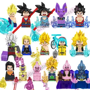 KF6195 KF6193 DBZ Villain Cartoon Anime Dragon Android Majin Buu Goku Ball Birusu Bulma Kids Plastic Building Block Figure Toy