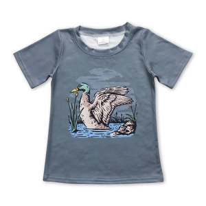 เสื้อยืดแขนสั้นลายพิมพ์สัตว์สำหรับเด็กผู้ชาย พร้อมส่ง ลายสุนัขล่าสัตว์ เป็ด กวาง ตกปลา - Product Image 2