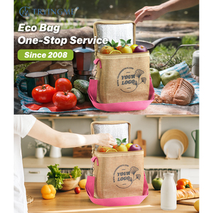 Kleine Jute-Isoliertasche im Großhandel mit Reißverschluss zur Aufbewahrung und zum Transport von Getränken & Lebensmitteln - Product Image 4