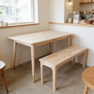 2026 Minimalist Solid Wood <strong>Dining</strong> <strong>Table</strong> and <strong>Bench</strong> Set <strong>with</strong> Brass Leg Tips for Modern Hotel Apartment Kitchen <strong>Dining</strong> Rooms - Product Image 2
