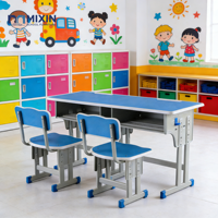 Ensemble de chaises de bureau ergonomiques pour 2 personnes, cadre métallique robuste réglable, mobilier scolaire, tables avec sièges confortables