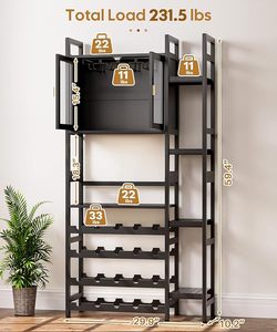 <span class=keywords><strong>Porte</strong></span>-bouteilles à <span class=keywords><strong>vin</strong></span> autoportant à 4 niveaux <span class=keywords><strong>Porte</strong></span> en <span class=keywords><strong>verre</strong></span> Organisateur de présentation de bouteilles d'alcool Étagères latérales pour le rangement des accessoires d'alcool 4 couches - Product Image 6