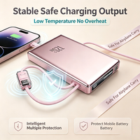 Batterie externe 120W avec câble intégré, charge rapide bidirectionnelle, affichage numérique LED, design fin en métal, portable