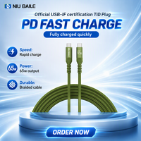 Cable USB 3.0 Tipo-C de Carga Rápida NIUBAILE, Conductor de Cobre Estañado, Material de Nailon para Teléfonos Móviles iPhone y Android - Venta al por Mayor
